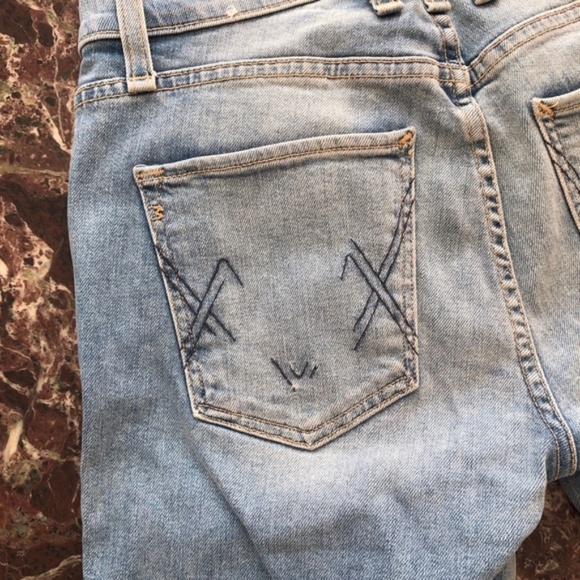 MCGUIRE DENIM 90s Distressed Jean Biker Shorts in La Colombe Blue - Picture 10 of 10